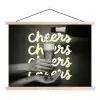Cheers - Wijn - Zwart - Wit textielposter latten blank klein -3d