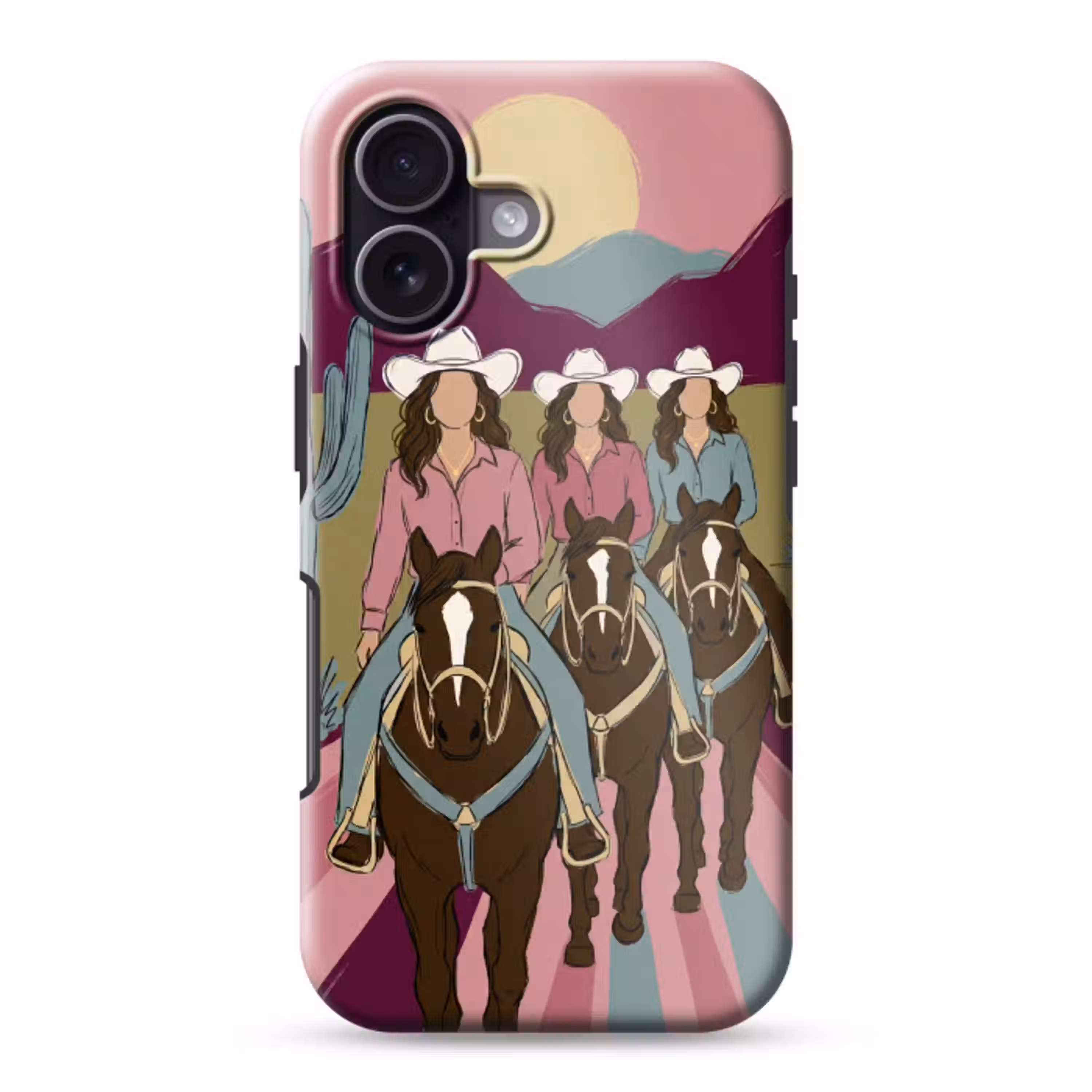 Mensen - Paard - Woestijn - Abstract - Roze Toughcase MagSafe Apple iPhone 17 klein -3d