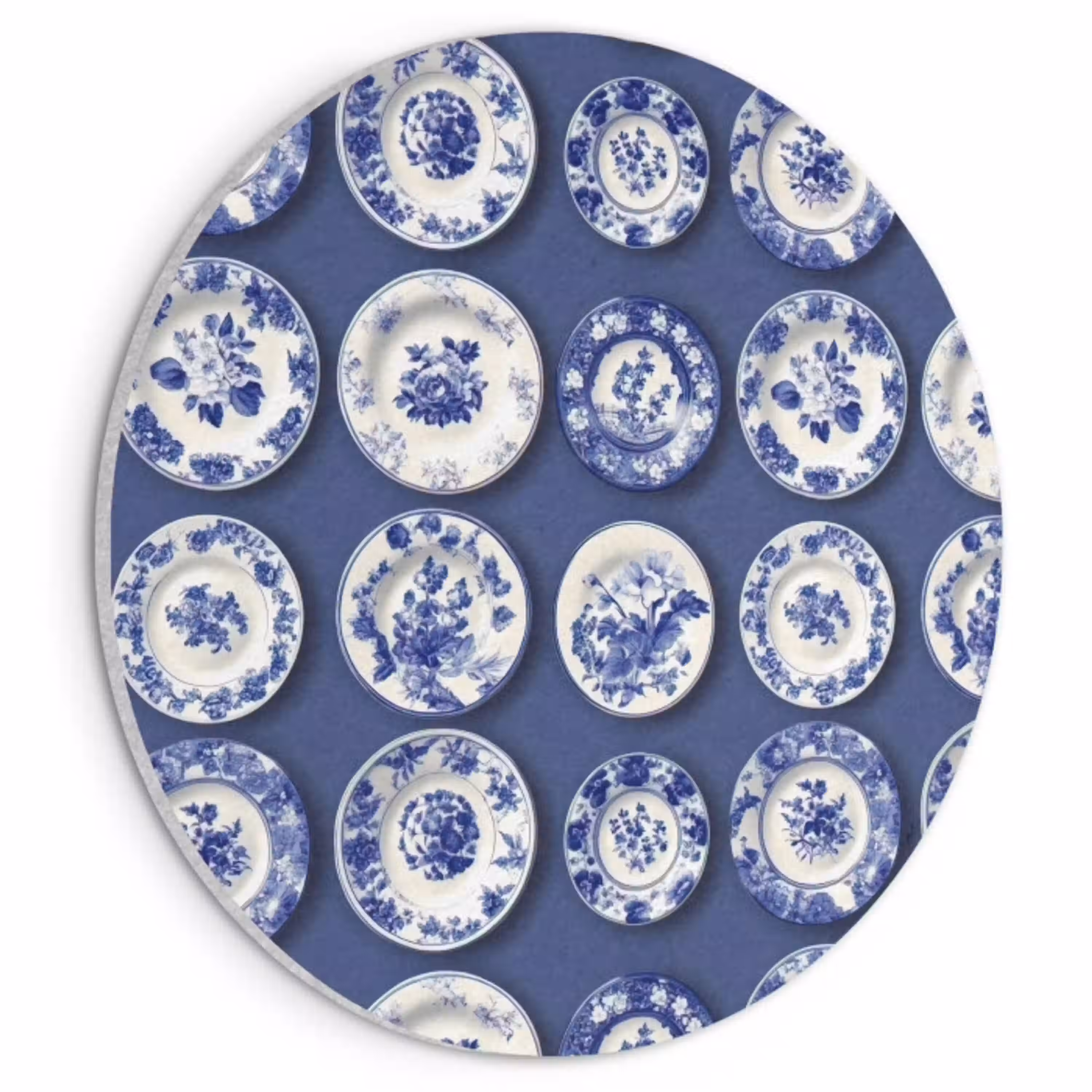 Borden - Floraal - Blauw Akoestische PET Vilt - Rond klein 838 -3d