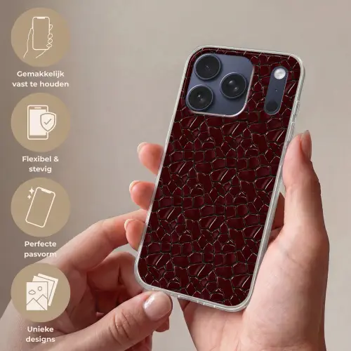 Mozaïek - Tegel - Bordeauxrood Telefoonhoesje iPhone 17 Pro klein 878 -sfeer3_NL