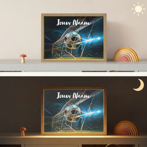 Voetbal - Goal - Sport - Jongens Light Box met batterij (Wandlamp kind) middel -sfeer3_kind