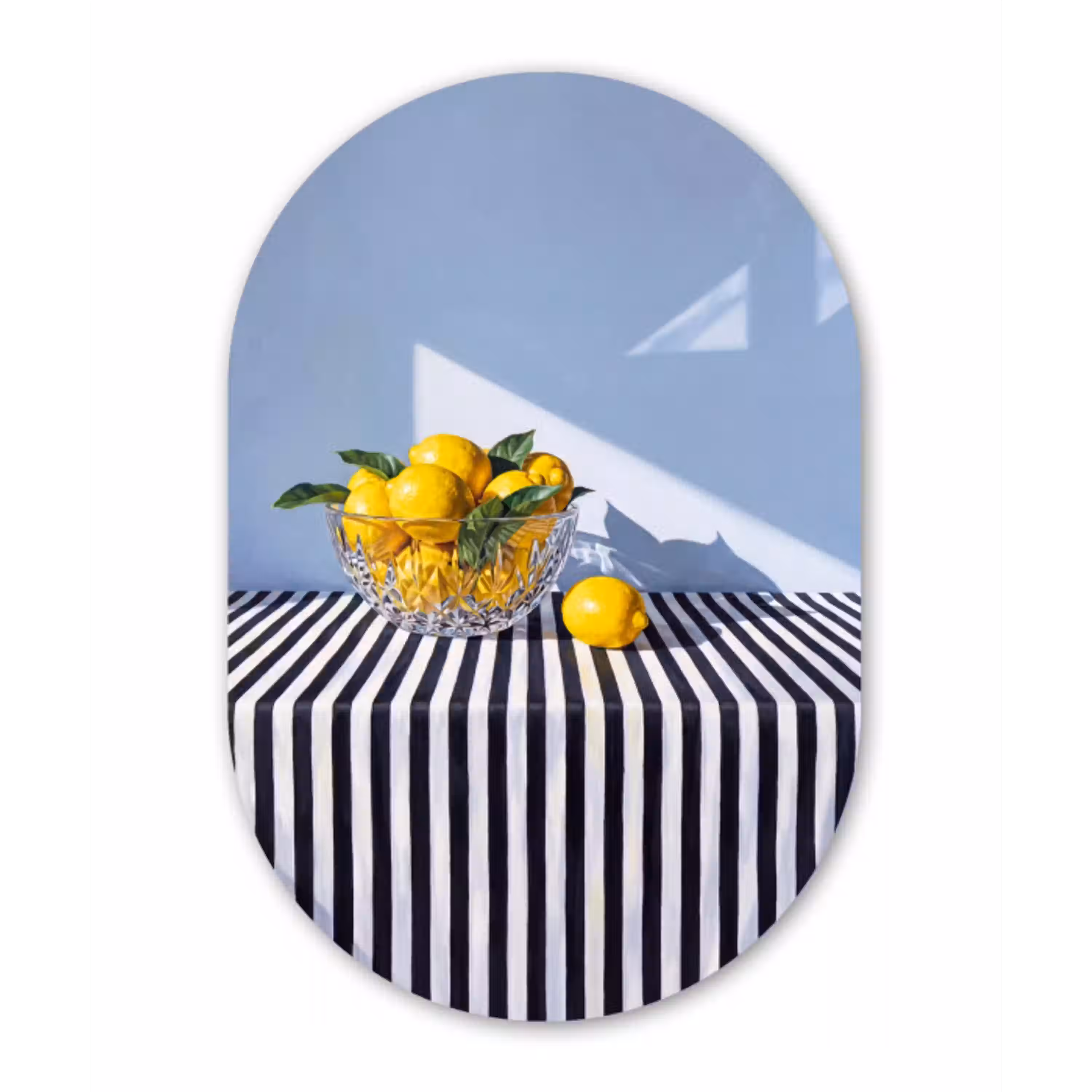 Citroenen - Fruit - Geel Wandcirkel Ovaal Aluminium middel -3d