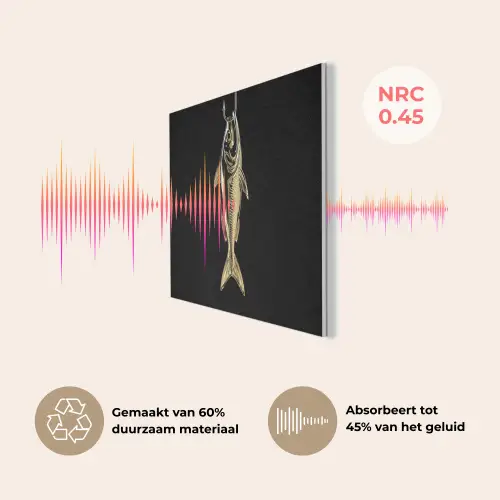 Goud - Vis - Haak - Zwart PET vilt klein -USP_NL
