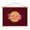 love your damn self - Cirkel - Glitter - Rood textielposter latten blank klein -3d