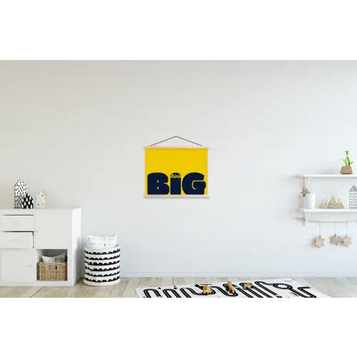 Geel - Think big - Grafisch textielposter latten blank klein -kinderkamer
