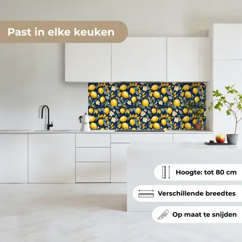 Citroenen - Bloemen - Bladeren - Blauw keuken achterwand 2 middel 871 -sfeer4_NL
