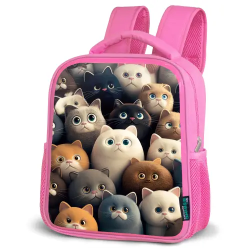 Kattenkabaal Kinderrugzak - Roze middel -schuin