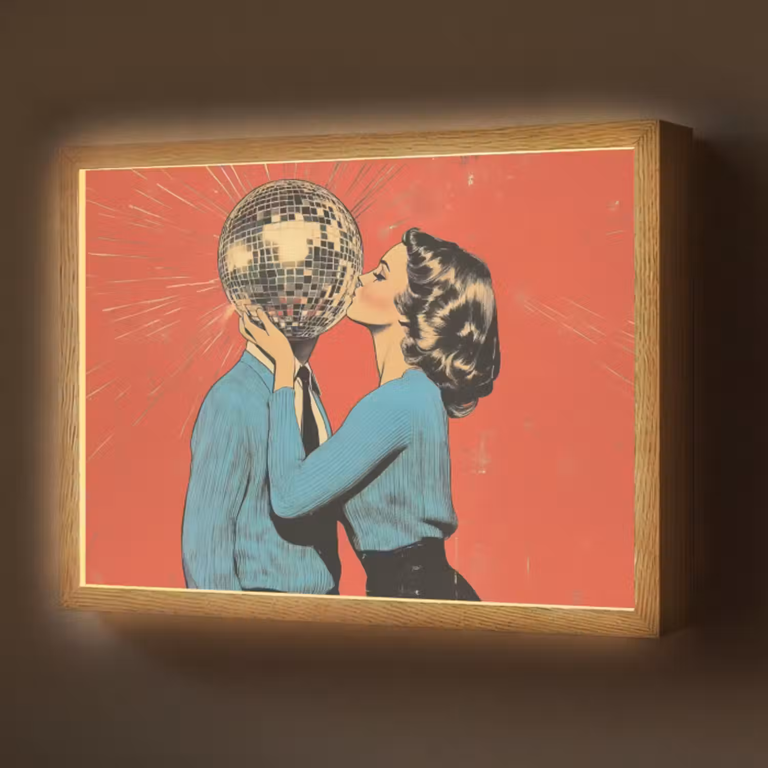 Lightbox - Wandlamp - Vrouw - Retro - Discobal - Kus