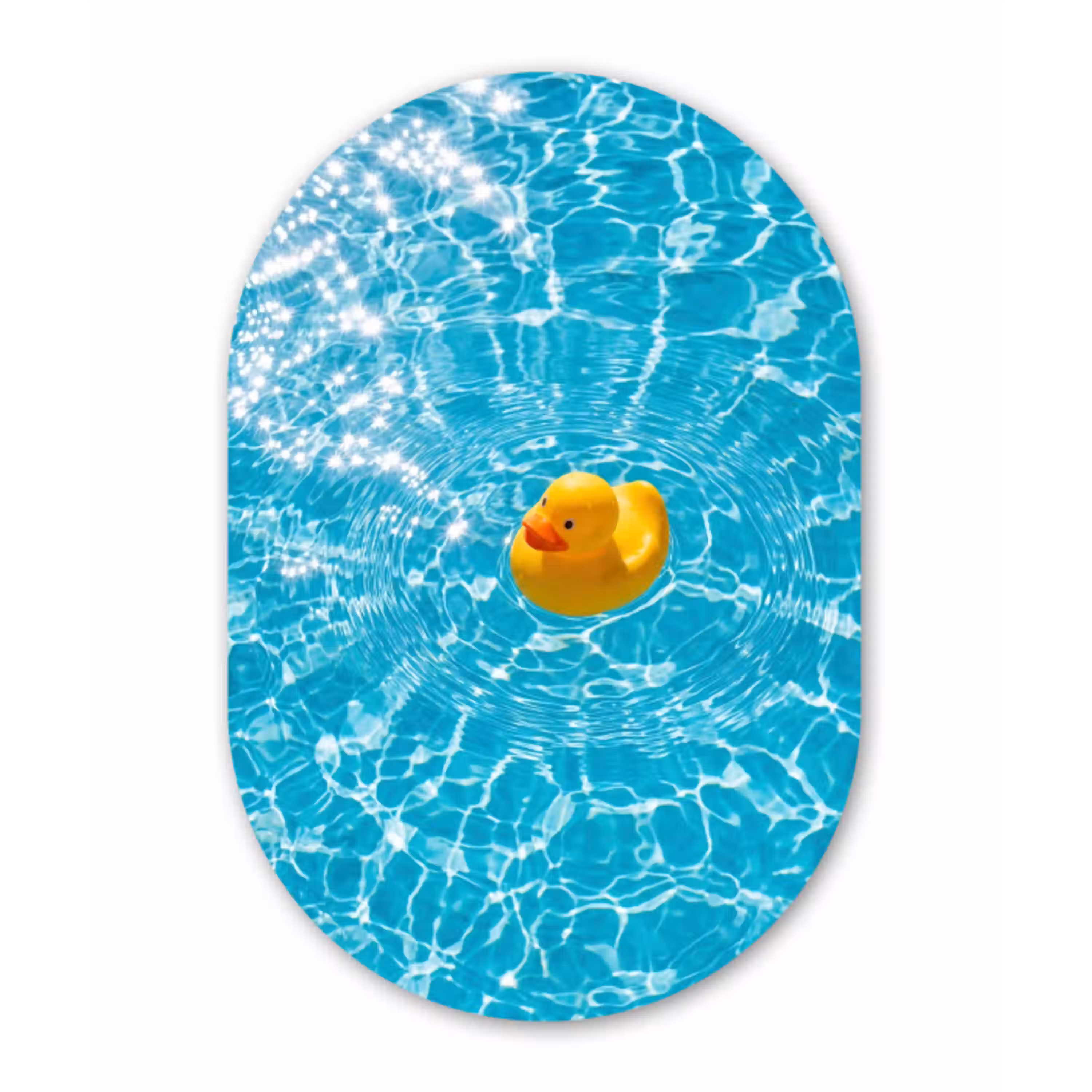 Badeend - Dobberen - Blauw Wandcirkel Ovaal Aluminium middel -3d