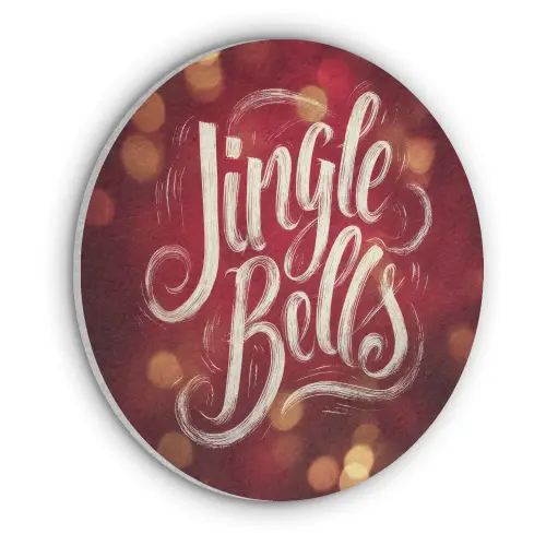 Jingle - Bells - Kerst - Rood Akoestische PET Vilt - Rond klein -3d
