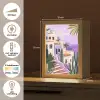 Huizen - Minimalistisch - Palmbomen - Kust Light Box met kabel (Tafellamp) klein -USP_NL