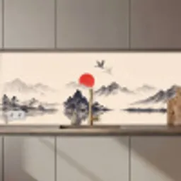 Oosters - Kraanvogels - Landschap keuken achterwand 2 middel zz_3dshopping