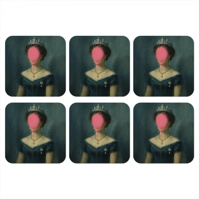 Kroon - Roze druipend verf - Portret onderzetter kurk middel -3d