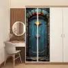 Kasteeldeur - Blauw - Stenen - Hout deurposter klein -sfeer3