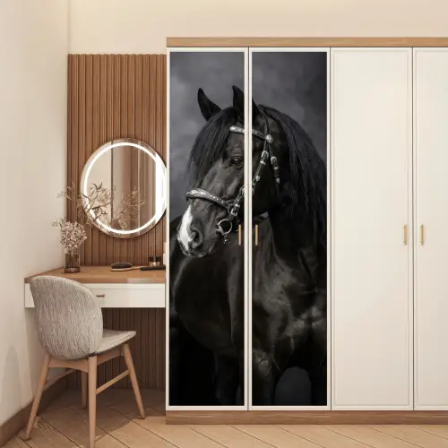Portret - Paard - Zwart deurposter klein -sfeer3