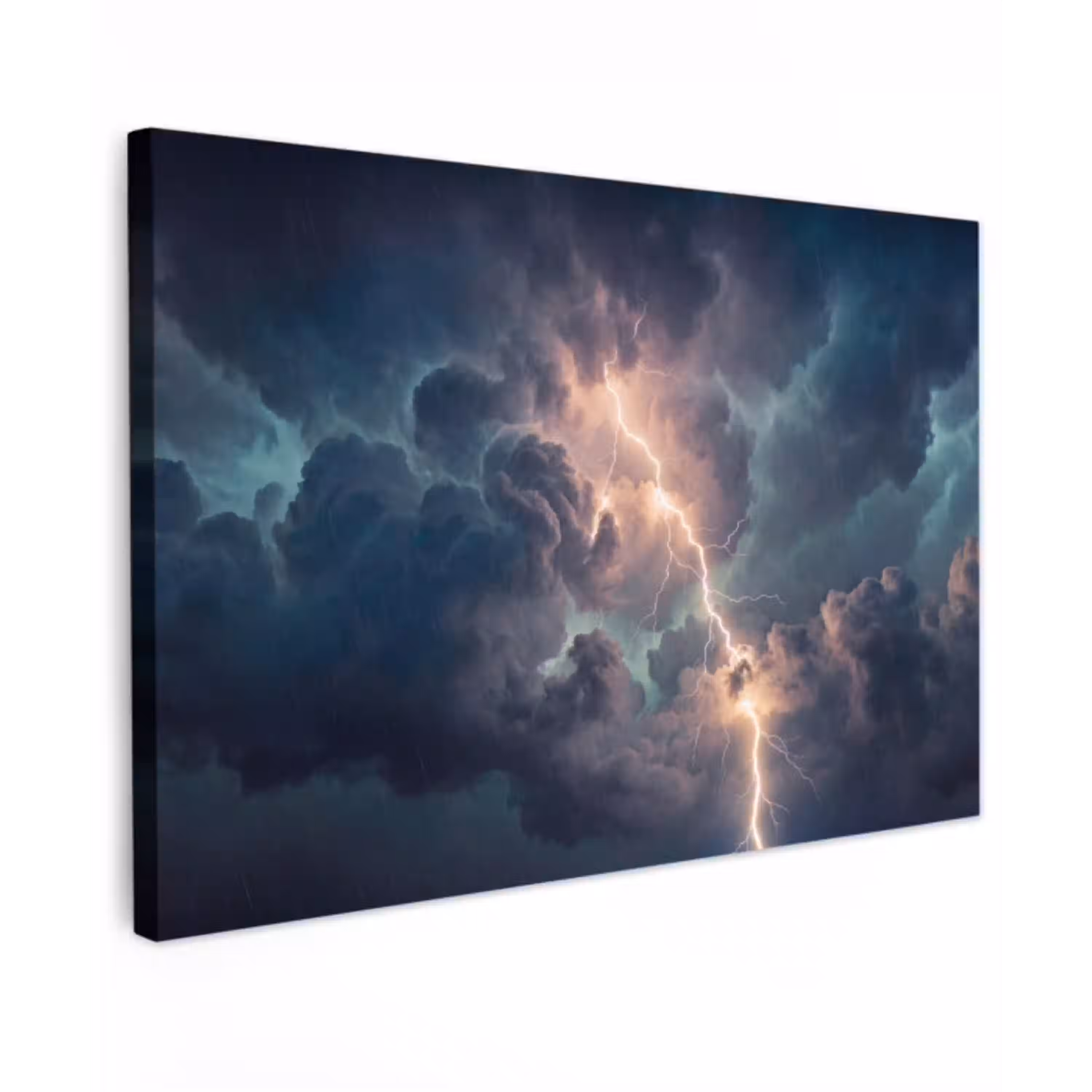 Bliksem - Storm - Natuur - Donker canvas 2cm klein -z3d