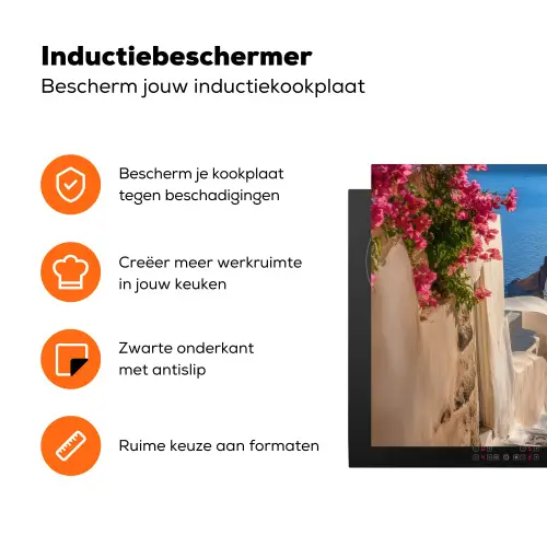Santorini - Bloemen - Griekenland Inductie beschermer vinyl 3mm klein -zzzzzzz-td-ups