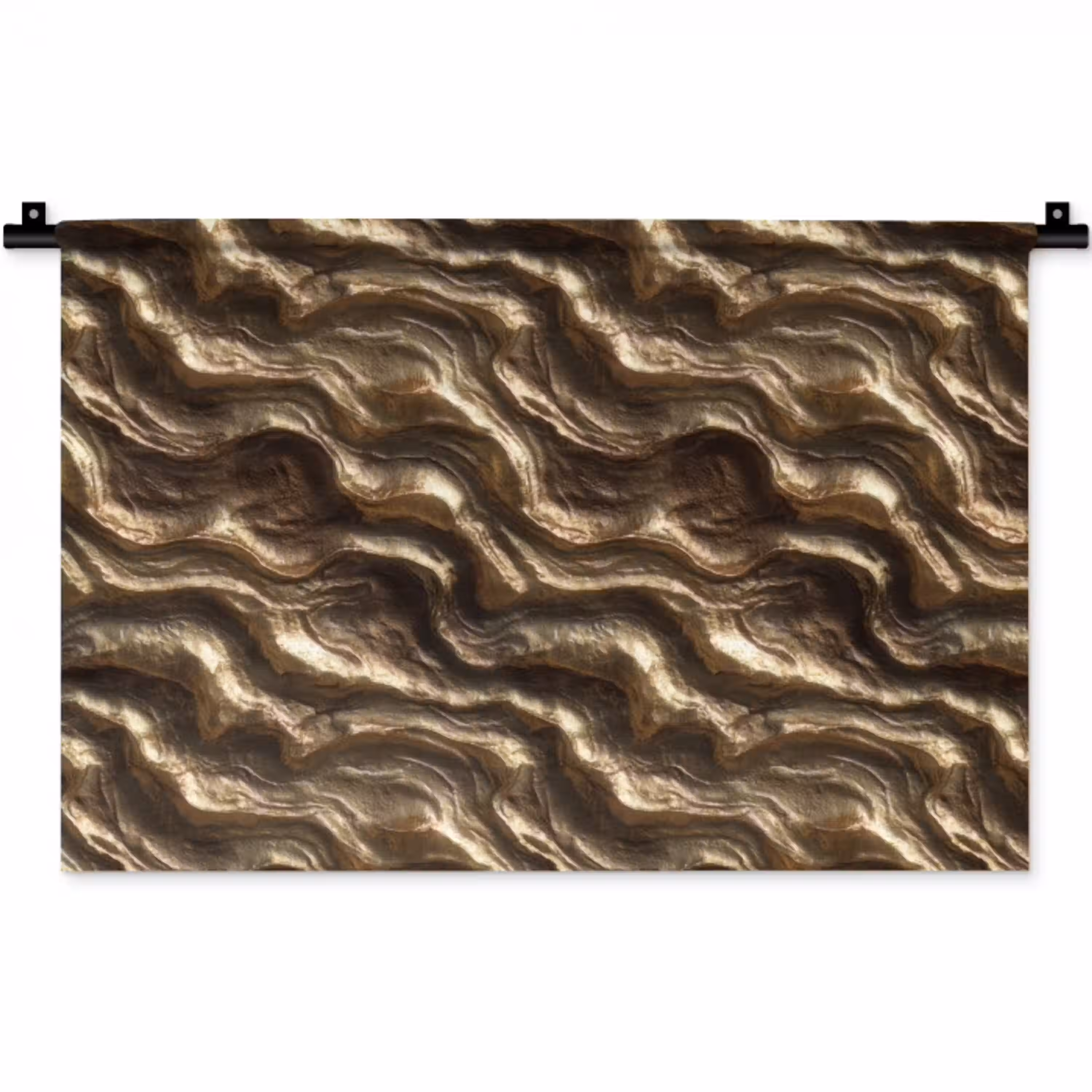 Reliëf - Golven - Abstract - Bronsgoud Wandkleed katoen klein 269 -zz3d