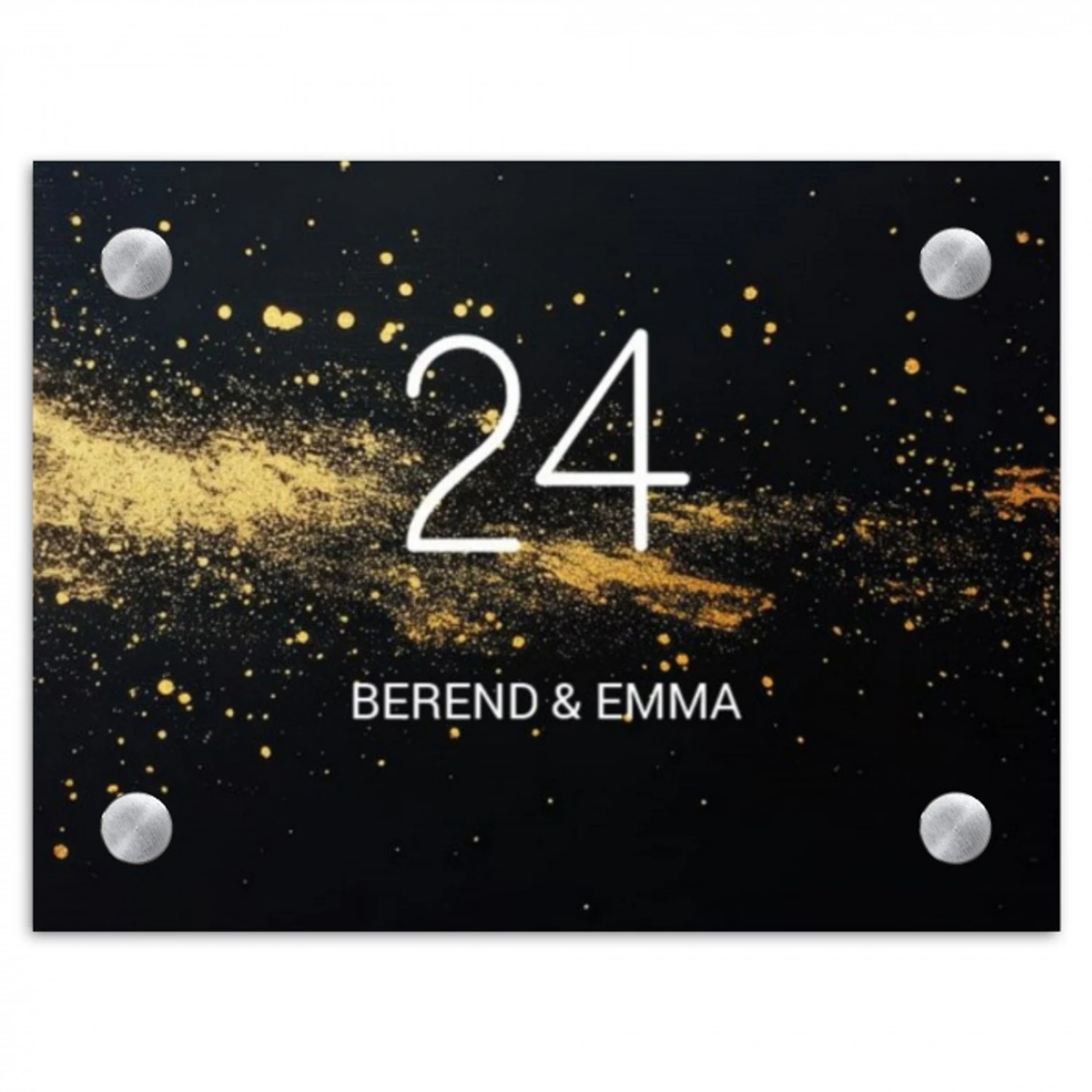 Gouden verfspatten - Klassiek Naambord Rechthoek middel -3d