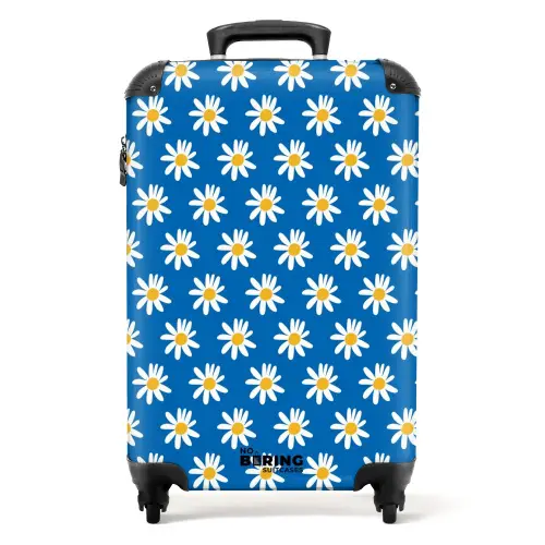 Vintage bloemenpatroon - Blauw NBS - Handbagage koffer - Kinderen Unisex middel -productfoto_recht