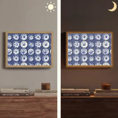 Borden - Floraal - Blauw Light Box met batterij (Wandlamp) middel 907 -sfeer3