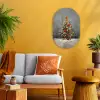 Kerstboom - Cadeaus - Rood - Goud Wandcirkel Ovaal Forex klein -sfeer4