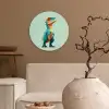 Cartoon - Dino - Oranje - Stekels Wandcirkel kunststof plaat 5mm dik klein -sfeer1