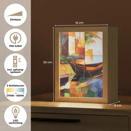Abstract - Kunst - Boot - Kleuren Light Box met kabel (Tafellamp) klein -USP_NL