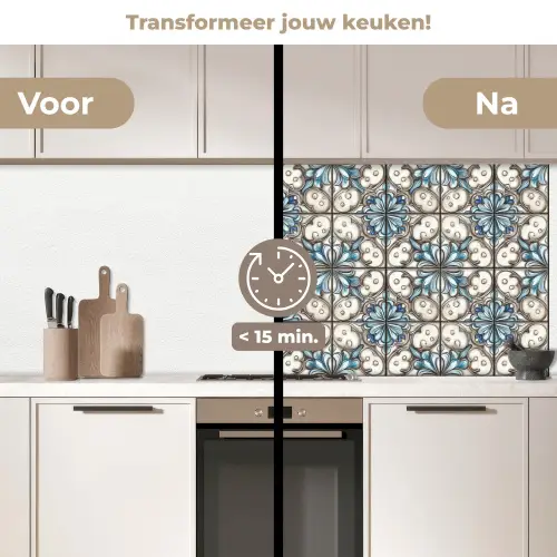 Barok - Tegel - Kleurrijk keuken achterwand 2 middel 871 -voor-na2_NL