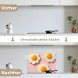 Eieren - Bloem - Roze keuken achterwand spatscherm klein -voor_na_DE