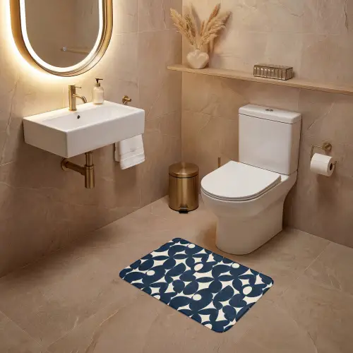 Modern - Geometrisch - Blauw WCmat klein 1009 -sfeer3