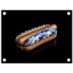 Hotdog - Porselein - Delfts blauw - Eten tuinposter los doek klein -3d