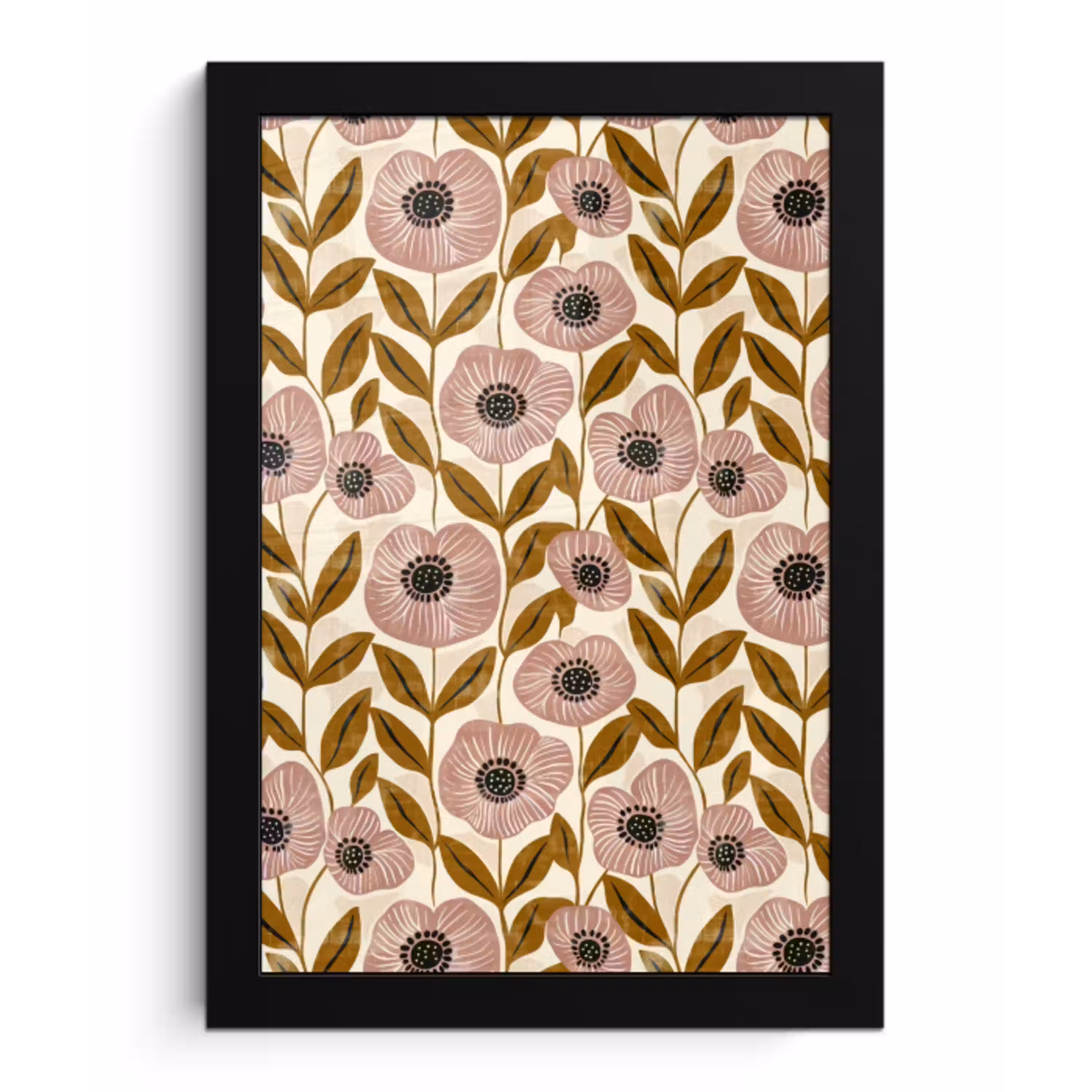 Dustyroze - Bloemen - Grafisch - Patroon fotolijst zwart zonder passe partout klein 224 -3d