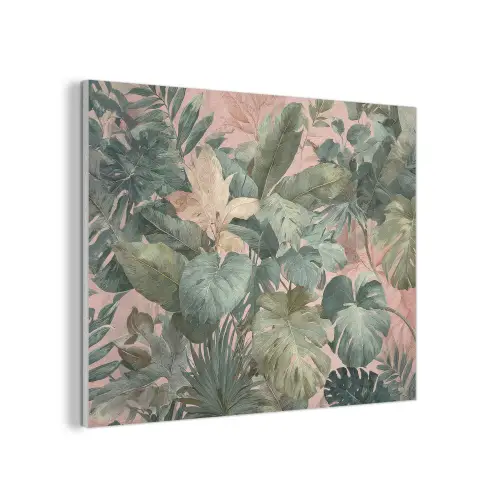 Compositie van bladeren - Groen - Roze PET vilt klein -3d