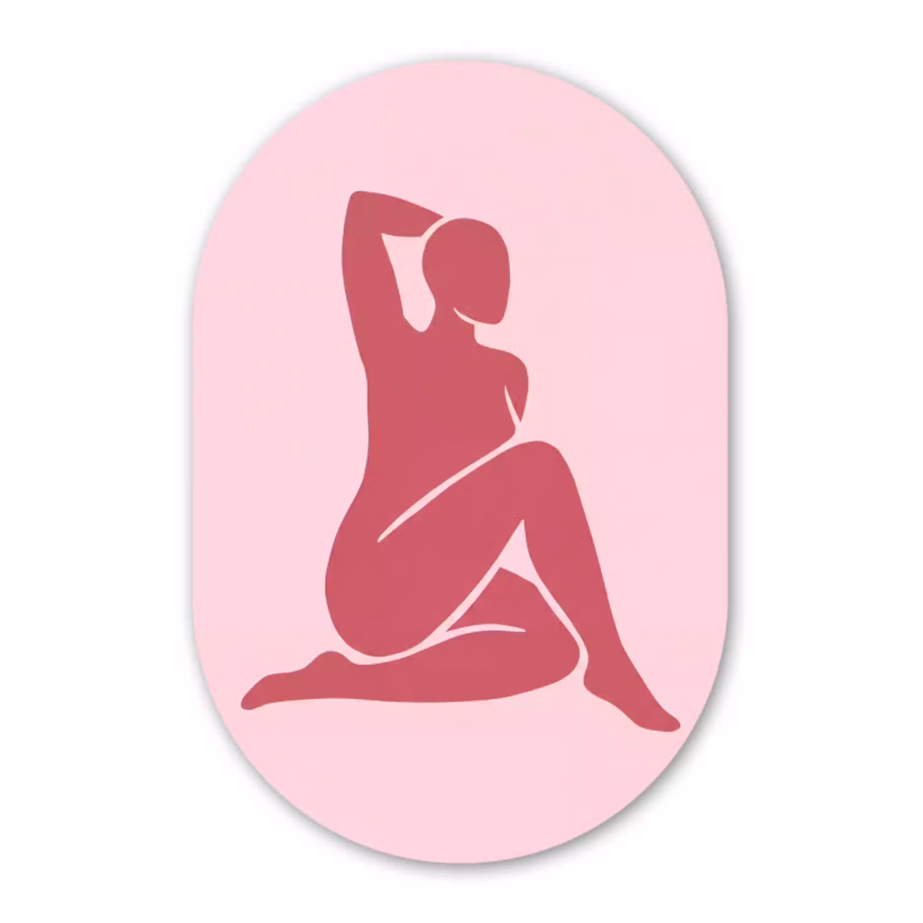 Vrouw - Silhouet - Abstract - Modern - Roze Wandcirkel Ovaal Forex klein -3d