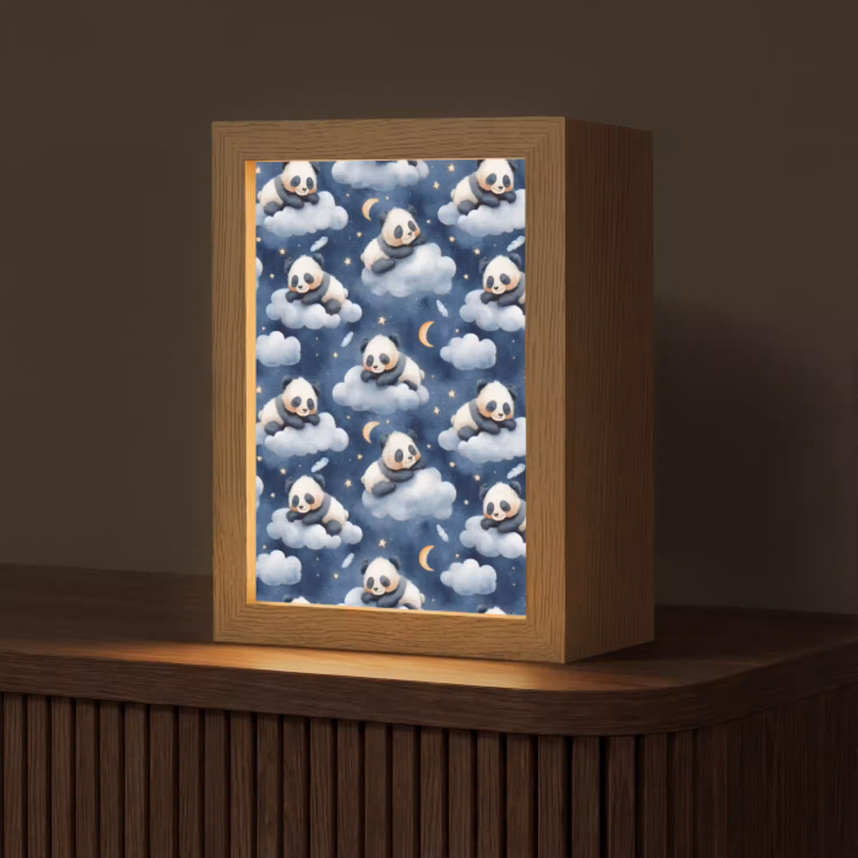 Panda's - Slapen - Blauw Light Box met kabel (Tafellamp) klein 925 -z3d_website