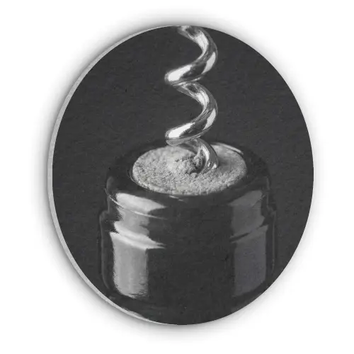 Kurkentrekker - Wijn - Zwart - Wit Akoestische PET Vilt - Rond klein -3d