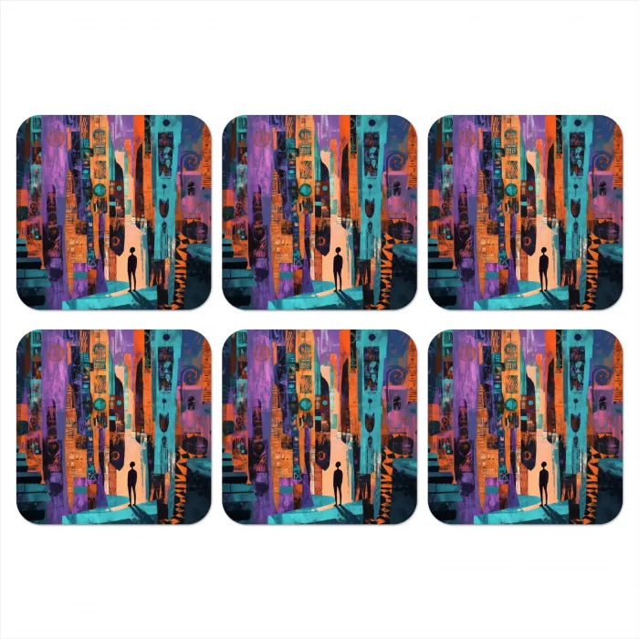 Abstract - Figuren - Kleurrijk onderzetter kurk middel -3d