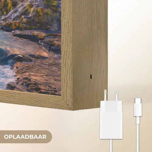 Waterval - Planten - Mos - Landschap - Zonsondergang - Rots Light Box met batterij (Wandlamp) middel -USP_websiteoplaadbaarNL