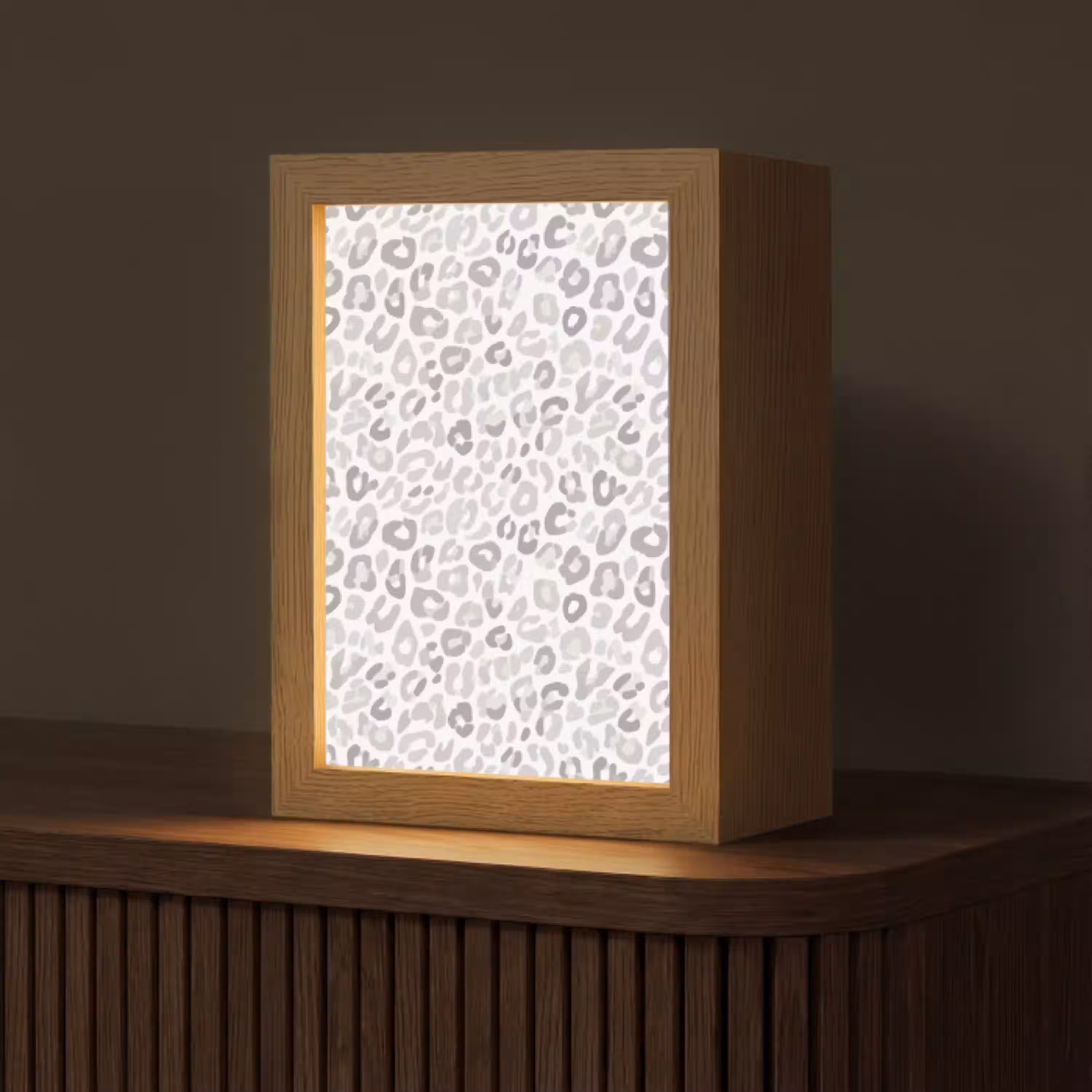 Luipaard - Motief - Grijs Light Box met kabel (Tafellamp) klein 925 -z3d_website