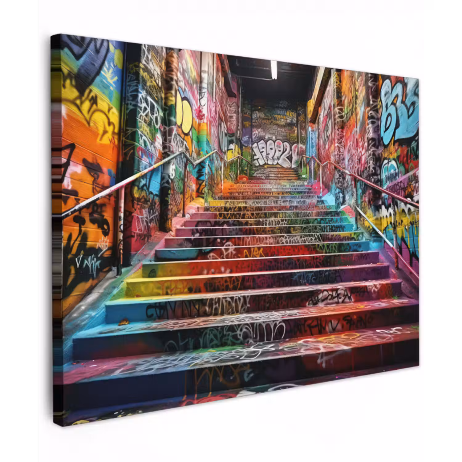 Canvas schilderij - Trap - Graffiti - Kleuren - Kunst