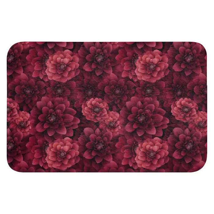 Dahlias - Bloemen - Rood Badmat klein 997 -3d