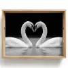 Zwanen - Hart - Zwart - Wit Dienblad Rechthoek middel -z3d_shopping