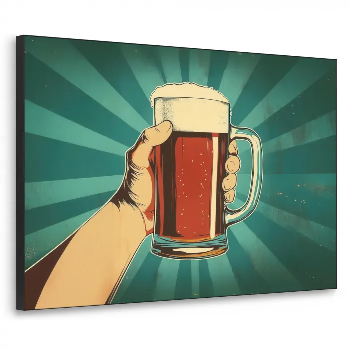 Bierglas - Schuim - Retro - Groen Textielframe - compleet frame klein -3d