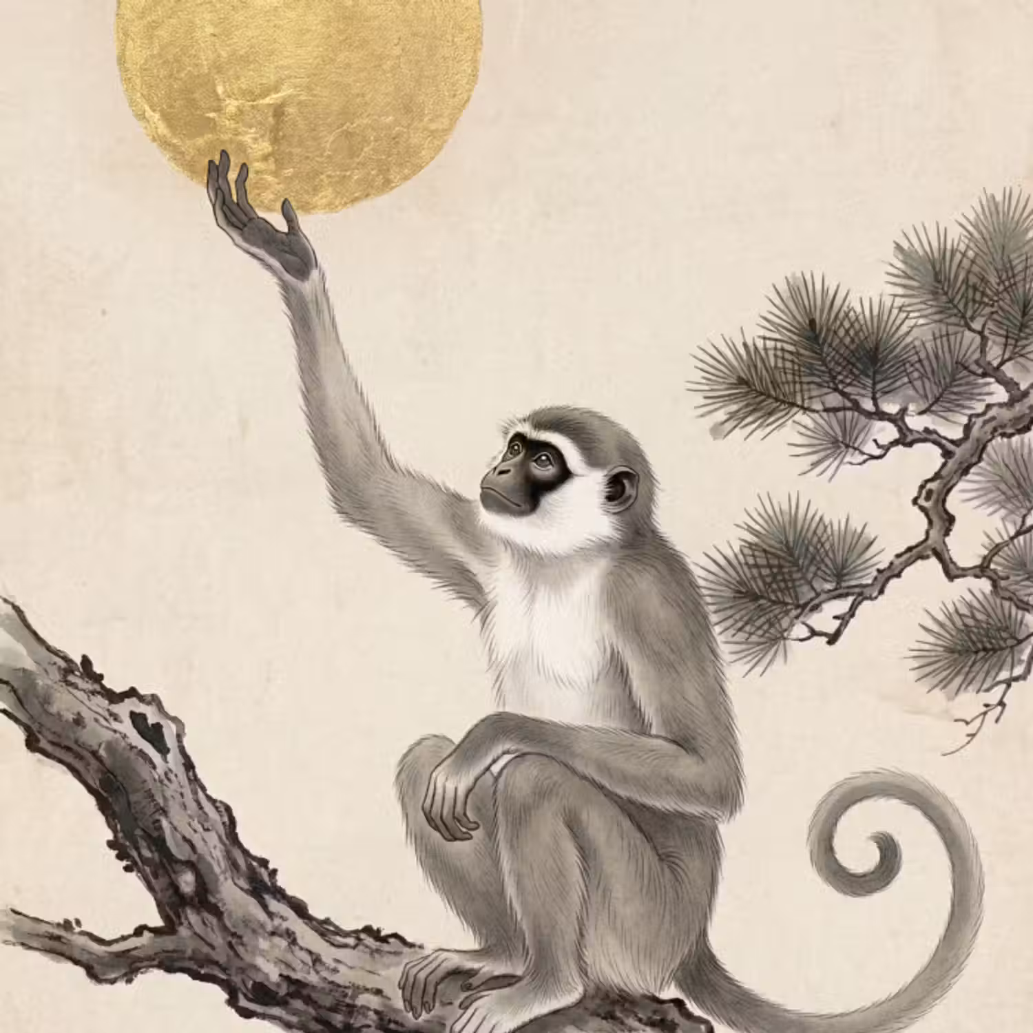 Behang - Aap - Maan - Goud