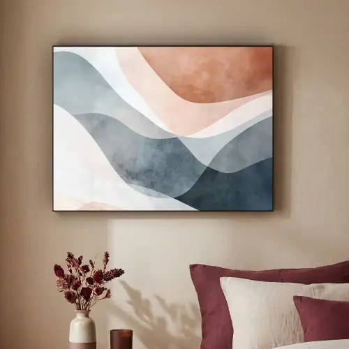 Abstract - Golven - Blauw Textielframe zwart klein -sfeer1
