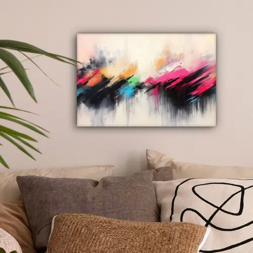 Dynamisch - Abstract - Kleurrijk - Zwart canvas 2cm klein -sfeer1