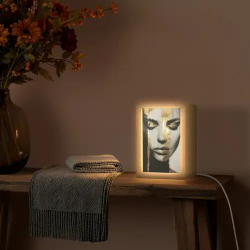 Ogen - Gezicht - Goud - Strepen Light Box met kabel (Tafellamp) klein -sfeer4