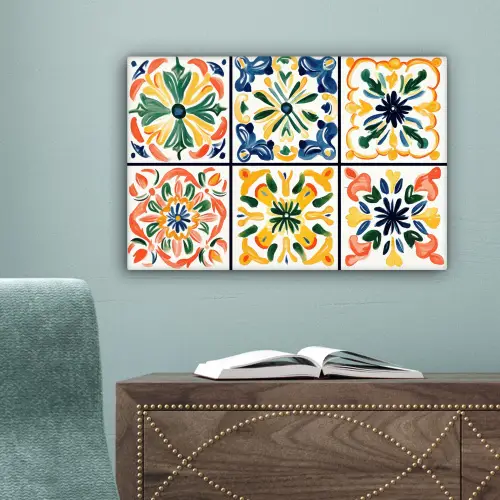 Spaans - Tegels - Keramiek - Bloemen canvas 2cm klein -sfeer4
