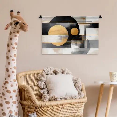 Abstract - Goud - Zilver - Vormen - Aesthetic - Modern Wandkleed katoen klein -wsfeer5_kind